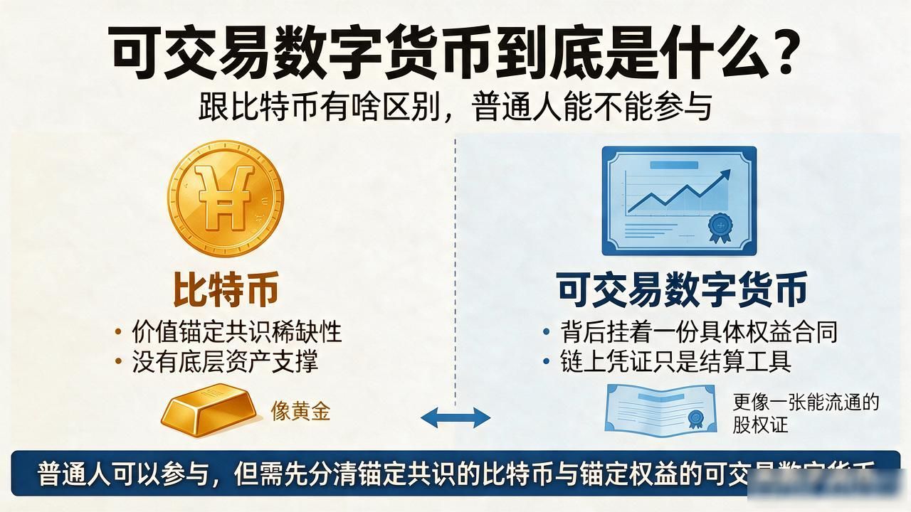可交易数字货币到底是什么?跟比特币有啥区别,普通人能不能参与