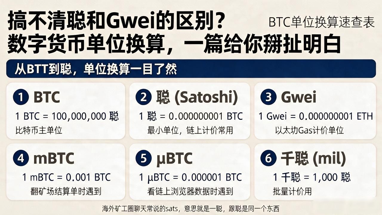 搞不清聪和Gwei的区别?数字货币单位换算,一篇给你掰扯明白